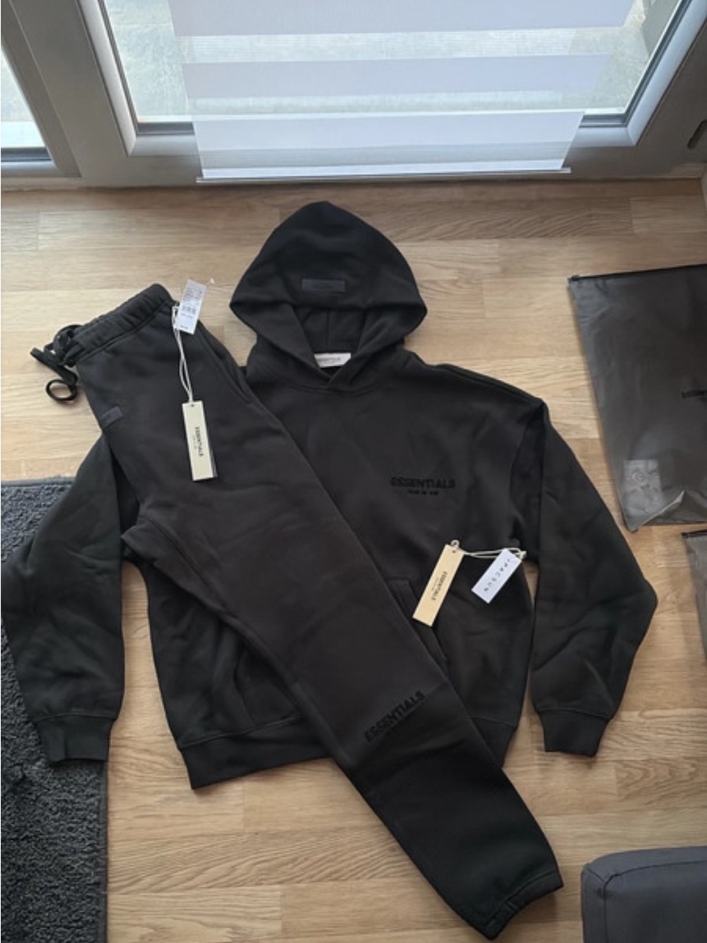 Essentials Black Pullover Hoodie & Jogger Set
